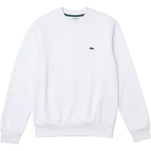 Herren Sweatshirt in Weiß mit geripptem Saum und Bündchen , Herren, Größe: M - Lacoste - Modalova