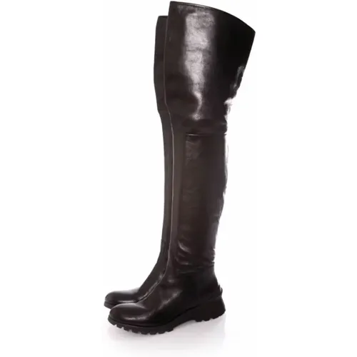 Pre-owned long leather boots , female, Sizes: 4 1/2 UK - Prada Vintage - Modalova