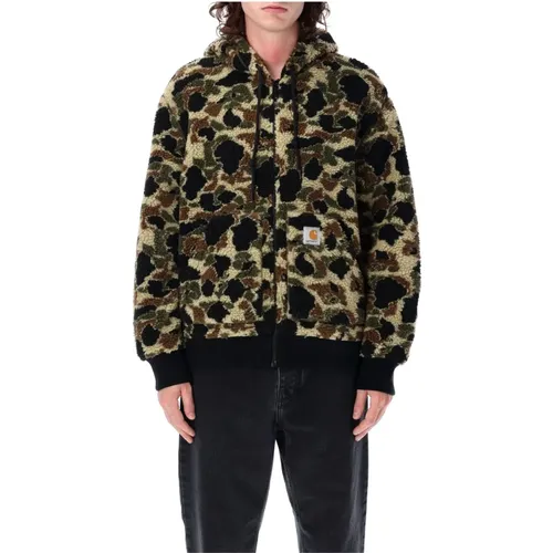 Zip-throughs, male, , Size: M Camo Green Outerwear Active Liner - Carhartt WIP - Modalova