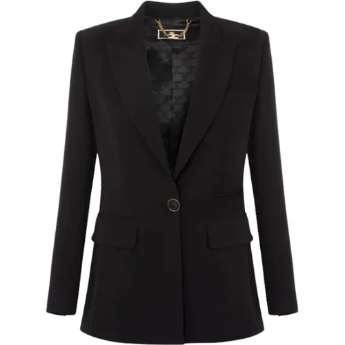 Strukturierte Crepe-Jacke mit Schalkragen , Damen, Größe: L - Elisabetta Franchi - Modalova