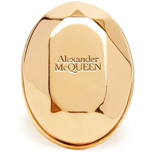 Rings, female, , Size: 50 MM Golden Faceted Stone Ring - alexander mcqueen - Modalova