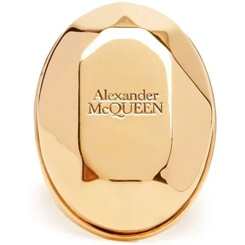 Goldener facettierter Steinring , Damen, Größe: 50 MM - alexander mcqueen - Modalova