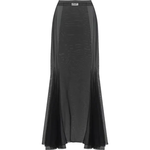 Maxi Skirts, female, , Size: XL Elegant Tulle Midi Skirt - Saint Laurent - Modalova