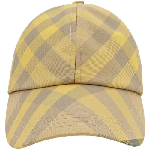 Caps, female, , Size: S Check Print Nylon Hat - Burberry - Modalova