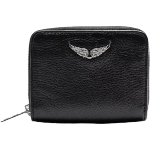 Leather Wallet with Golden Wings , female, Sizes: ONE SIZE - Zadig & Voltaire - Modalova