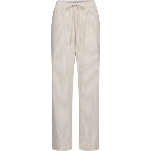 Light Brown Trousers with Elastic Waistband and Striped Print , female, Sizes: L, M, S, XS - Sofie Schnoor - Modalova