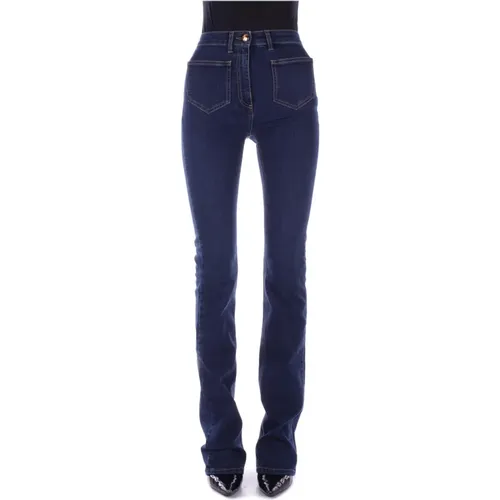 Blaue Skinny Jeans mit Reißverschluss , Damen, Größe: W27 - Elisabetta Franchi - Modalova