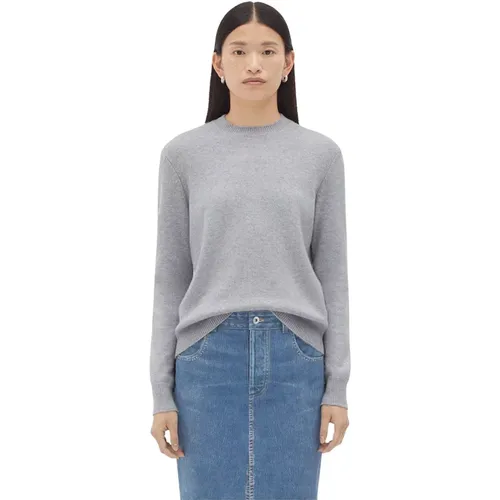 Grey Sweaters with Intrecciato Leather Patches , female, Sizes: L, S, M - Bottega Veneta - Modalova