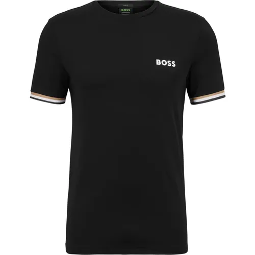 Schwarzes T-Shirt mit schwarzem Rückenband - Hugo Boss - Modalova