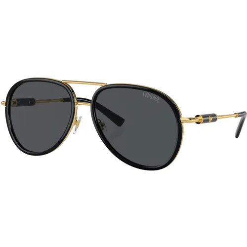 Black/Dark Grey Sunglasses,Transparent Brown/Pink Shaded Sunglasses - Versace - Modalova