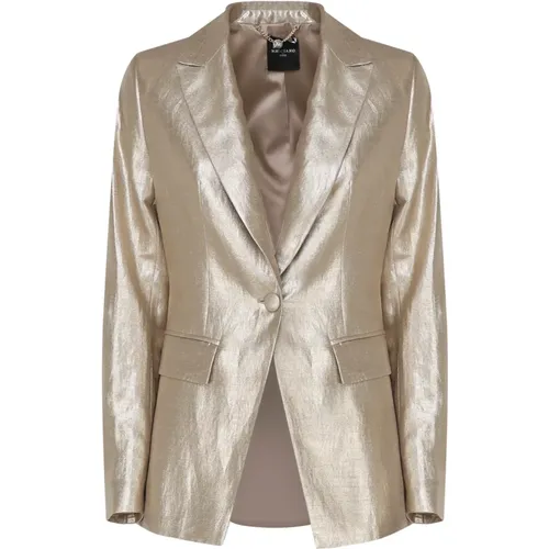 Blazers, female, , Size: 3XL Laminated Blazer with Peak Lapels - Guess - Modalova