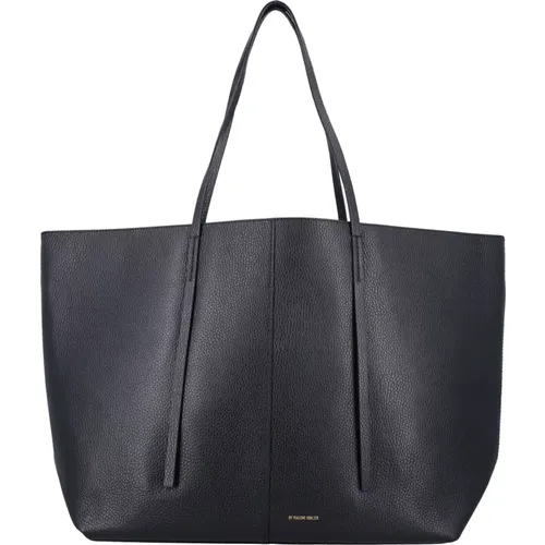 Schwarze Lederhandtasche - By Malene Birger - Modalova