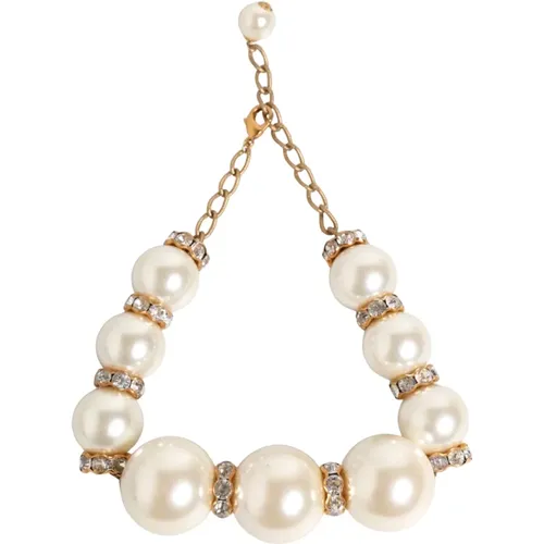 Necklaces, female, , Size: ONE SIZE Crystal Pearl Statement Necklace - Dolce & Gabbana - Modalova