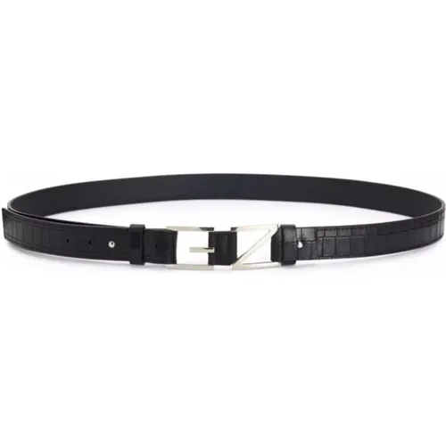 Belts, male, , Size: ONE SIZE Croc-Effect Block Logo Belt - giuseppe zanotti - Modalova