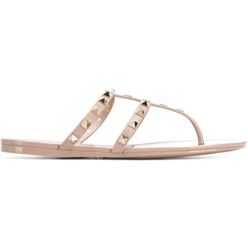 Flip Flops, female, , Size: 5 US Rockstud Spike Flat Sandals - Valentino Garavani - Modalova