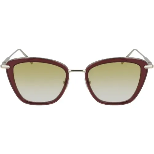 Sunglasses, female, , Size: ONE SIZE Bordeaux Metal Sunglasses for Women - Longchamp - Modalova