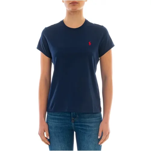 Blaues Baumwoll-Jersey Damen T-Shirt - Polo Ralph Lauren - Modalova