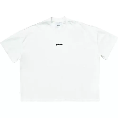 Oversize Box Logo T-Shirt Bianca - Bonsai - Modalova