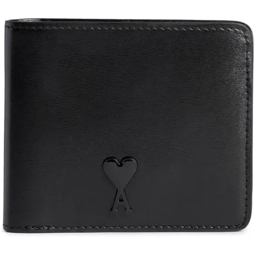 Folded Casual Wallet Cotton Leather , female, Sizes: ONE SIZE - Ami Paris - Modalova