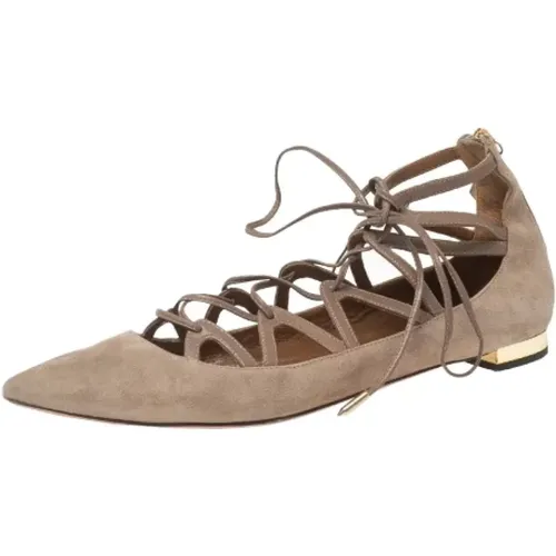 Pre-owned Flats, female, , Size: 8 US Pre-owned Suede flats - Aquazzura Pre-owned - Modalova