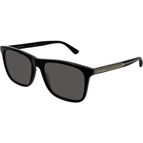 Schwarz/Graue Sonnenbrille , Herren, Größe: 57 MM - Gucci - Modalova