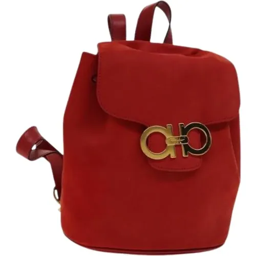 Pre-owned Backpacks, female, , Size: ONE SIZE Pre-owned Suede Backpack - Salvatore Ferragamo Pre-owned - Modalova