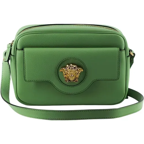 Elegant mint leather camera bag , female, Sizes: ONE SIZE - Versace - Modalova