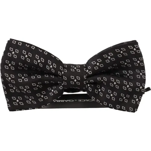 Bowties, male, , Size: ONE SIZE White Polka Dot Silk Neck Papillon Tie - Dolce & Gabbana - Modalova