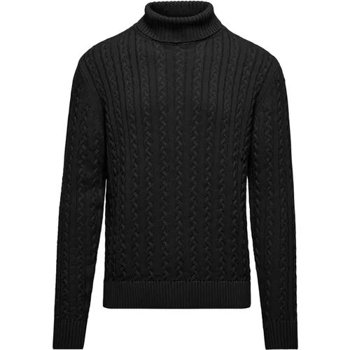 Turtlenecks, male, , Size: 2XL Warm Cotton Cable Knit Mock Neck Turtleneck - BomBoogie - Modalova