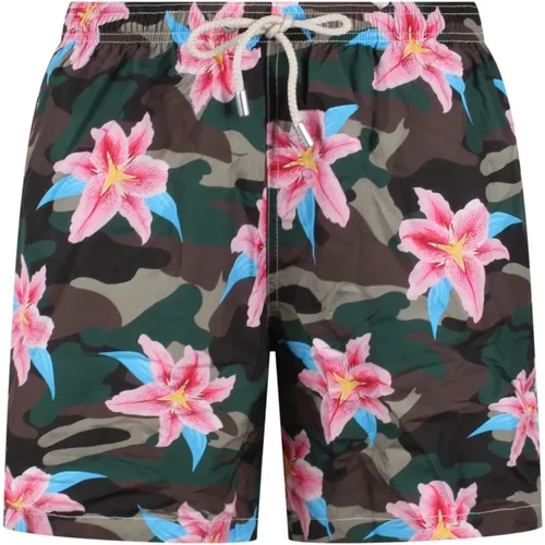 Camouflage Swimshorts with Flower Print , male, Sizes: S - MC2 Saint Barth - Modalova