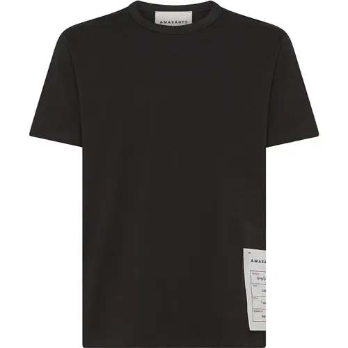 Cotton T-shirt with Logo Label , male, Sizes: XL, M, L - Amaránto - Modalova