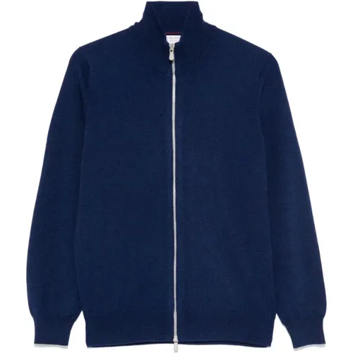 Cardigans, male, , Size: S Zip Sweater Ribbed Hem - BRUNELLO CUCINELLI - Modalova