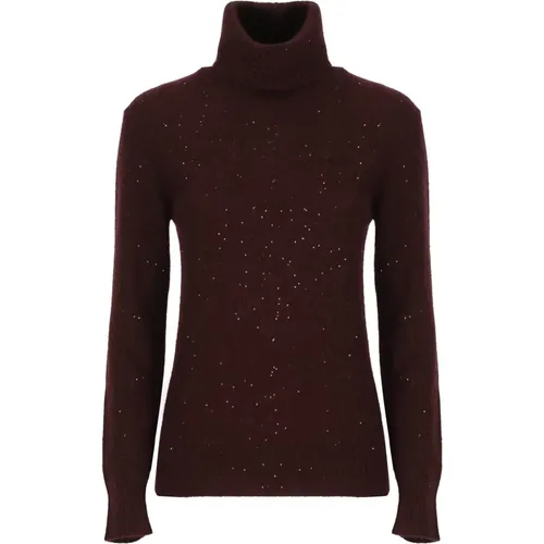 Bordeaux Sweater with Paillettes , female, Sizes: S, XS - Fabiana Filippi - Modalova