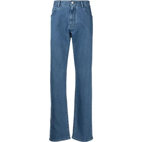 Elegante Blaue Straight Jeans mit 5 Taschen - Giorgio Armani - Modalova