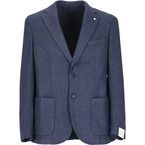 Blazers, male, , Size: M Wool Jacket with Peak Lapel - Lubiam - Modalova