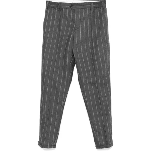 Suit Trousers, male, , Size: W36 Grey Wool Blend Pinstripe Trousers - PT Torino - Modalova