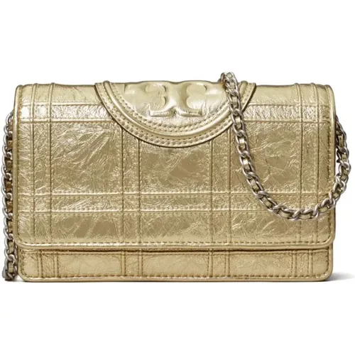 Soft Metallic Quilted Chain Wallet , female, Sizes: ONE SIZE - TORY BURCH - Modalova