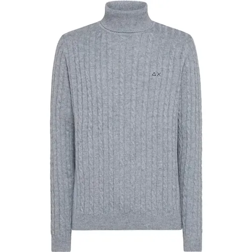 Turtlenecks, male, , Size: M Men Light Grey Turtle Cable Turtleneck - Sun68 - Modalova