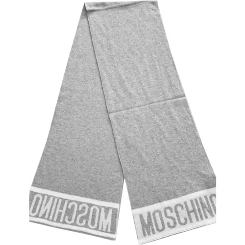 Winter Scarves, male, , Size: ONE SIZE Grey Rectangular Scarf Soft Touch - Moschino - Modalova