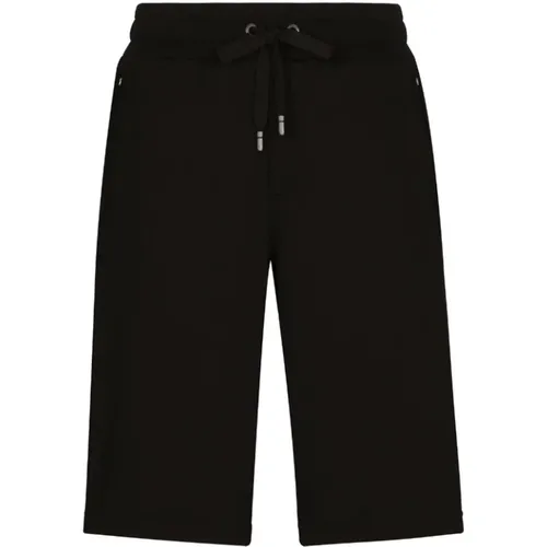 Logo-Plaque Jersey Shorts , male, Sizes: M, 2XL - Dolce & Gabbana - Modalova
