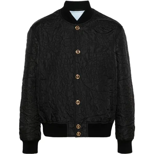 Schwarze Barocco Print Steppjacke - Versace - Modalova