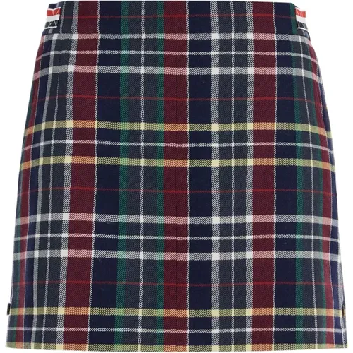 Short Skirts, female, , Size: M Tartan Wool Mini Skirt - Thom Browne - Modalova