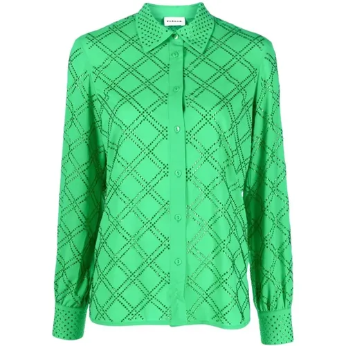 Grünes Strass-Verziertes Langarmhemd , Damen, Größe: M - P.a.r.o.s.h. - Modalova