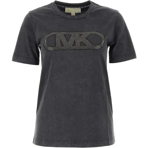Schwarzes Baumwoll-T-Shirt , Damen, Größe: 2XS - Michael Kors - Modalova