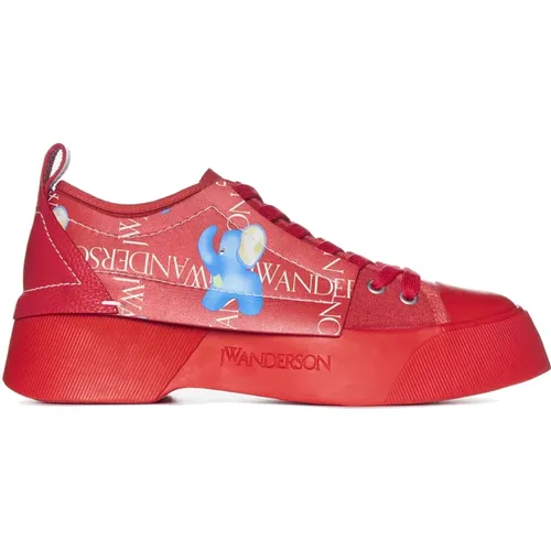 Rote Canvas- und Ledersneaker - JW Anderson - Modalova