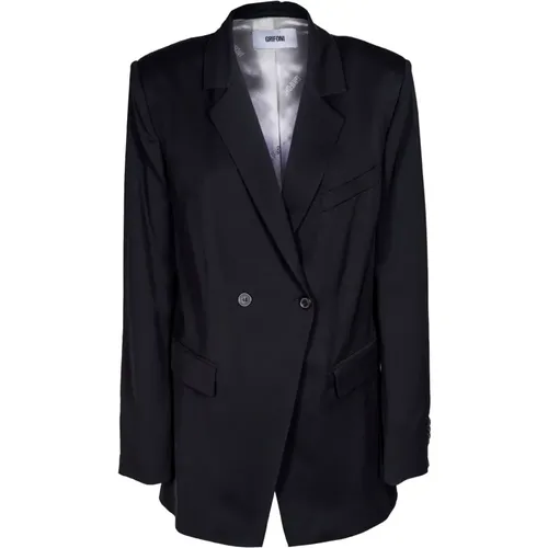 Blazers, female, , Size: M Double-breasted blazer with mirror lapels - Mauro Grifoni - Modalova