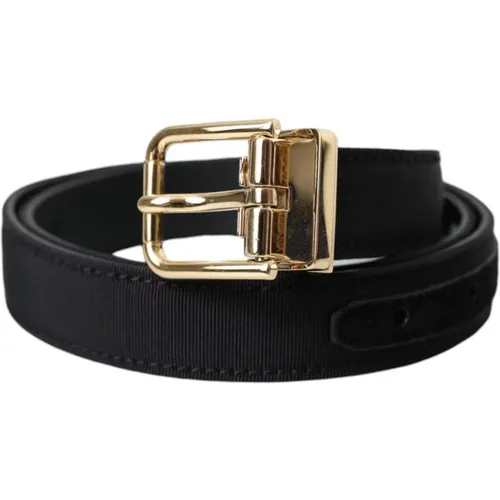 Belts, male, , Size: 90 CM Leather Belt Metal Buckle - Dolce & Gabbana - Modalova