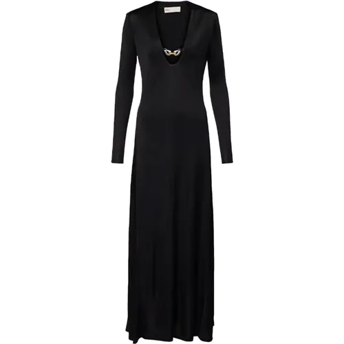 Schwarzes V-Ausschnitt Langarm Kleid - TORY BURCH - Modalova