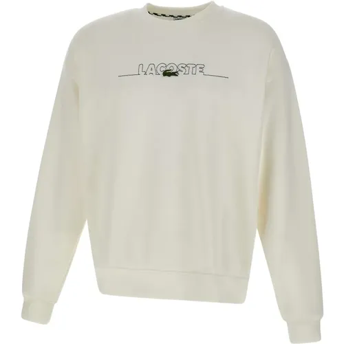 Weißer Baumwoll-Sweatshirt mit Logo-Stickerei , Herren, Größe: XL - Lacoste - Modalova