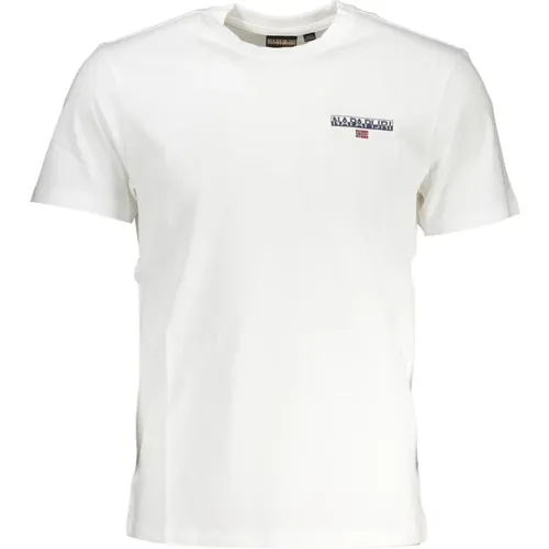 Weißes Baumwoll-T-Shirt mit Druck , Herren, Größe: M - Napapijri - Modalova